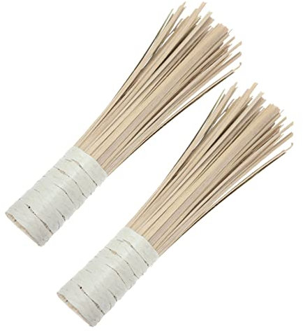 Ipetboom 2pcs Bamboo Pot Brush for Kitchen Cleaning Handmade Natural Bamboo Brush for Stove and Frying Pan Cleaning