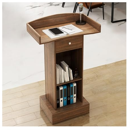 HBOOMOEM Floor Lectern，Podium，Wooden Podium，Multi Function Pulpit，Modern Lectern For Classroom，The Structure Is Stable, The Styles Are Diverse, And The Uses Are Wide.(Oak)