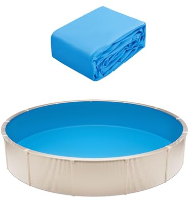 VEVOR Revestimiento para Piscina Redonda de 550 cm Calibre Estándar Revestimiento de Vinilo para Piscina Estilo Superpuesto para Piscinas sobre el Suelo de 132 cm de Altura de Pared, Color Sólido