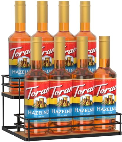 THYGIFTREE Coffee Syrup Rack Organizer 8 Bottle Syrup Holder Stand 2-Tier Syrup Storage Shelves Wine Rack for Kitchen Coffee Bar Station