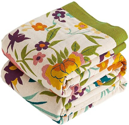 VANJOROY Double-sided Bohemian Sofa Large Bed Throw Blanket for 2 3 Seater, 100% Organic Cotton Soft Warm Luxury Boho Throw for Armchair Couch and Bedspread. (Flower-Phoenix, 230×250CM(91×98In))