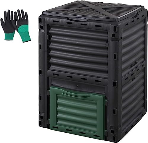80 Gallon (300 L) Outdoor Composting Box, Composting Bin Systems, Fast Creation Of Fertile Soil, Grass Food Trash Composter Barrel For Garden (B)