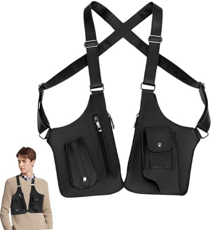 Anti Theft Bag For Men - Adjustable Leather Shoulder Bag, PU Leather Anti Theft Harness, Double Shoulder Pocket, Underarm Strap Wallet Phone Holster For Outdoors