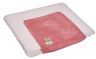 Sterntaler Wickelauflagenbezug Hase Hanni 80x90cm - saugfähige Baumwolle mit abtrennbarem, wasserundurchlässigem Frottee-Mittelteil - niedliche Applikation - Baby Zubehör für Wickeltisch, perlrosa