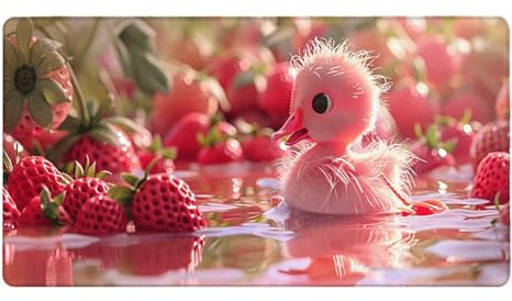 Gaming Mouse Pad XXL 160 x 80cm Large Mouse Mat for Desk Pad Big Mousepad with Stitched Edges & Anti-Slip Base Keyboard Mousemat Improved Precision and Speed Gaming Office Home Pink Duck B-177