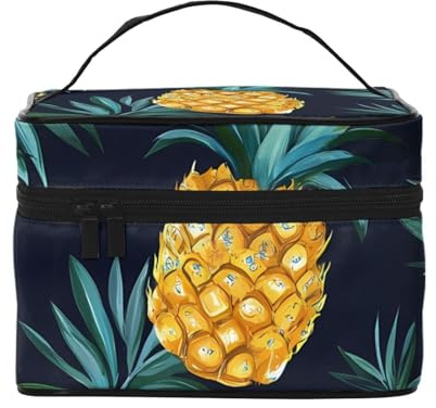 Trousse de maquillage de voyage en forme de feuille de palmier - Organiseur de toilette portable avec compartiments zippés pour pinceaux, bouteilles et soins de la peau