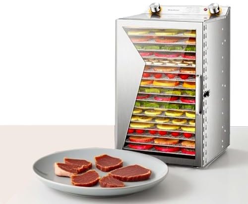 EPIKNOWEE Déshydrateur Alimentaire en Acier Inox, Sèche pour Friandises Animaux Multi-Plateaux, Contrôle Température Intelligent avec Circulation de Chaleur Uniforme, pour Jerky, Fruits(18-Tray)