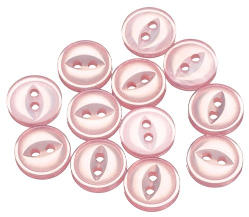 QUARKZMAN 50 Stück Knöpfe Rosa Nähknöpfe 10mm Runde Harz Buttons | DIY Bastelnknöpfe, 2-Loch Fischaugen, Für Handwerk Hosen Kleider Röcke Kleidung Blusen Hemd