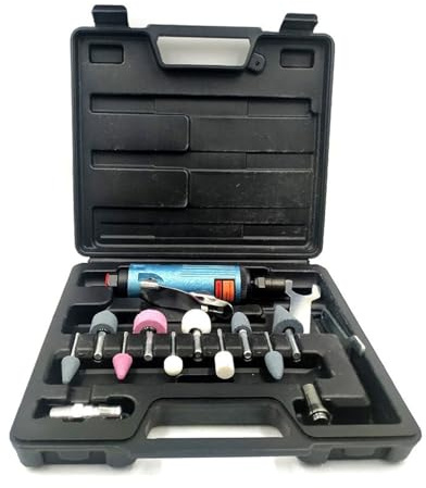 14 Pieces Air Compressor Die Grinder Grinding Polish Kit 1/4 Mill Engraving Tools Kits Pneumatic polishing Machine for Beginners DIY Use