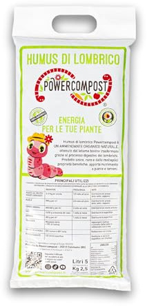 Powercompost® Humus di Lombrico – Sacco 5 L – Vermicompost 100% Naturale per Orto, Giardino, Piante e Vasi – Migliora Struttura del Terreno e Trattenimento Idrico (1)