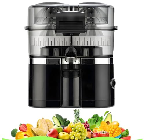 Dual-head Electric Citrus Juicer, Electric Citrus Juicer with Power Cord and Cleaning Brush Built-in Cutter 1-Button Automatic Juicer Machine for Orange, Lemon, Lime, Easy To Clean & Use black