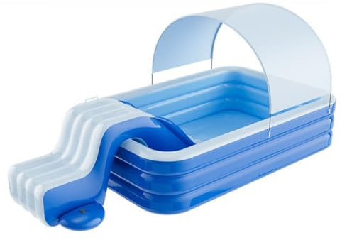Blissbuilt Piscina Gonfiabile per Adulti e Bambini 250 * 140 * 52cm Grande Piscina Gonfiabile Familiare a 3 Anelli con Scivolo e Parasole Materiale Spesso in PVC per Cortile Esterno da Giardino