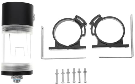 Wasserkühltank aus Acryl und Pom mit Doppelkopf Design Schwarz | Computer Flüssigkeitskühlbehälter, Ausgleichsbehälter für Wasserkühlung, Erweiterungsfunktion und Kaltflüssigkeitseinfüllung