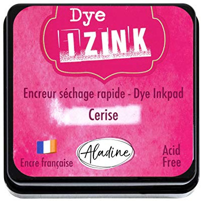 Aladine - Tampon Encreur Rose Fuchsia - Izink Dye 5 x 5 cm - Encre à Séchage Rapide - pour Scrapbooking, Carterie, Pochoirs, Loisirs Créatifs - Encre Française - Taille M - Cerise - 19257