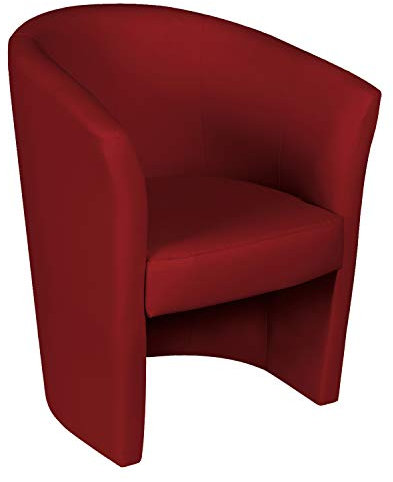 Dmora - Poltrona Abrera, Poltrona da salotto, Seduta imbottita, Sedia con braccioli in ecopelle, 64x63h76 cm, Rosso