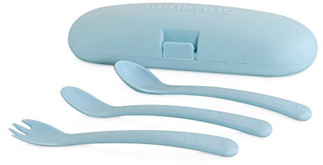 Miniland Baby, Besteck Set anatomisch geformt mit Etui PICNEAT, Azure