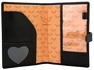 Mutterpasshuelle LEONA 100% Echtes Leder | Schwarz | Dokumenten- & Schreibmappe | Schwangerschafts-Organizer für Mutterpass, U-Heft, Impf- & Reisepass