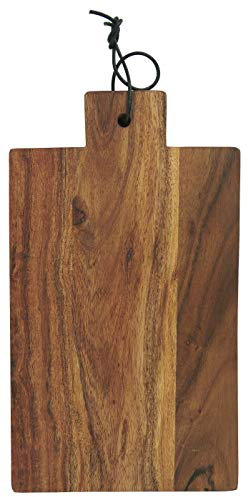 Ib Laursen Tabla de cortar de madera de acacia aceitada con cuerda de cuero