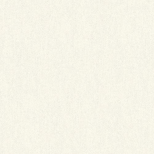 Vlies Strukturtapete in Crème Weiß | Helle Vliestapete mit Vinyl Struktur schlicht | Abwaschbare Uni Tapete ideal für Badezimmer und Küche