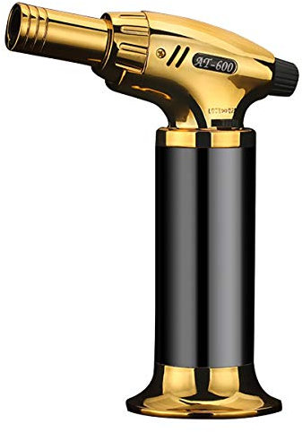 Bruciatore a gas butano da cucina, Ruspela Bruciatore da cucina portatile antivento ricaricabile con fiamma regolabile per cucinare, cuocere, grigliare, accendino a gas ricaricabile