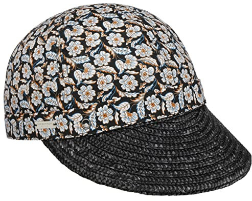 Seeberger Mariva Flower Cap Visor Sonnenvisor Damencap Sonnencap Sommercap Damen - mit Schirm Sommer Frühling-Sommer - One Size schwarz