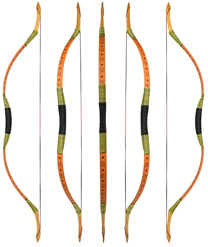 wolfman Traditionelles Bogen Recurvebogen Langbogen Sportbogen Bogenschießen Jagdbogen handgefertigter Holzbogen asiatischer mongolischer Bogen für Erwachsene Teenager Linke rechte Hand(B, 50Lbs)