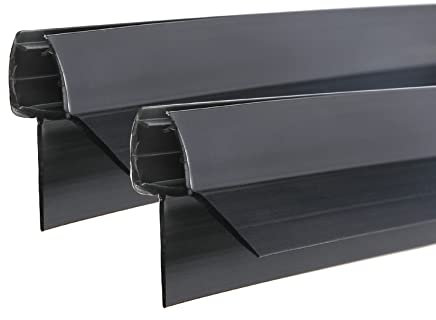 KOOBON Shower Seal 2 x 80 cm Black Replacement Seal for 5/6 mm with Extended Rubber Lips for Cubicles Bathtub Glass Door Strip with Water Deflector