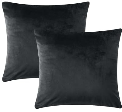 AMEHA Samt-Kissenbezüge, 45 x 45 cm, 2er-Pack, quadratische Kissenbezüge, dekorativer Grauer Kissenbezug für Sofa, Schlafzimmer, Wohnzimmer, mit unsichtbarem Reißverschluss