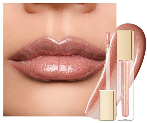 Oulac Lipgloss Glänzend - Flüssiger Lippenstift 3D Glanz Finish Feuchtigkeit Lipgloss Durchsichtig Glitzer mit Rosendamascena Blütenextrakt, Lippenpflege für Trockene Lippen, 4.5ml, Sercet (C12)