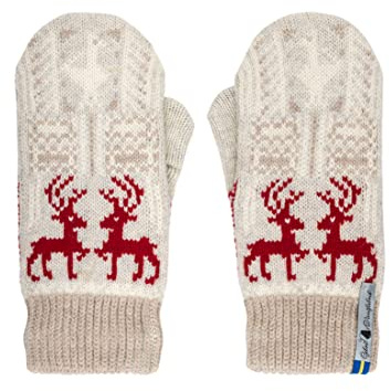 ÖJBRO VANTFABRIK – Scania Michael – Fäustlinge, 4-lagig, Größe M (7-9), aus 100% Merinowolle, unisex, warm & weich, folkloristisches nordisches Design
