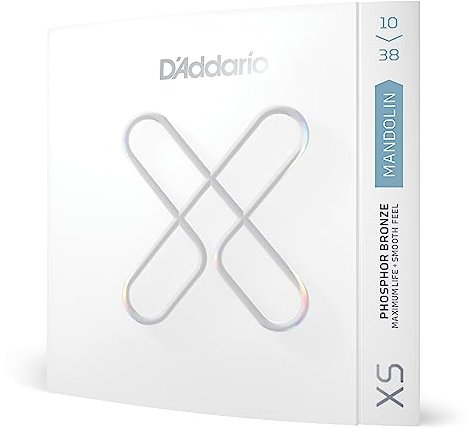 D'Addario Mandolinensaiten – beschichtete Mandolinensaiten – XS Phosphor Bronze – für 8-saitige Mandoline – maximale Lebensdauer, glatte Haptik – XSM1038 – leicht, 10–38