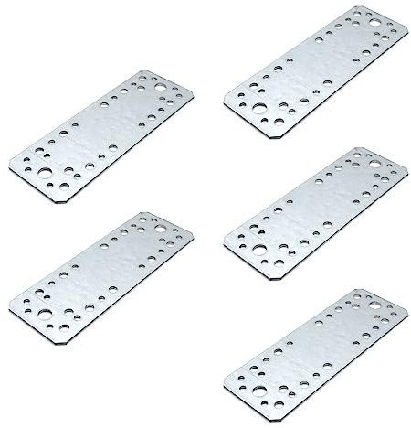 DOJA Barcelona | Piastra Fissaggio | Piastre di Giunzione 180 x 65 mm | 5 Pz | Piastrine Forate | Piastre Fissaggio Legno | Piastra di Giunzione Acciaio Galvanizzato | Piastre Forate Armadio, Tavolo