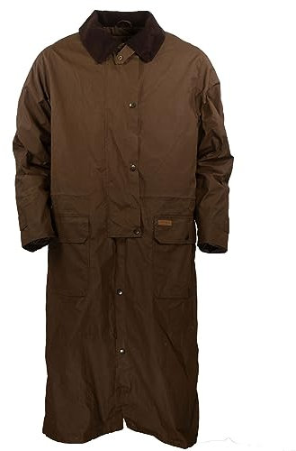 OUTBACK TRADING Men's Wax Cotton Waterproof Long Western Duster, Bronze, Large