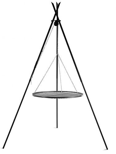 Schwenkgrill Tipi H 210 cm mit Grillrost Ø 80 cm aus Rohstahl Dreibein Tripod Grillständer CookKing