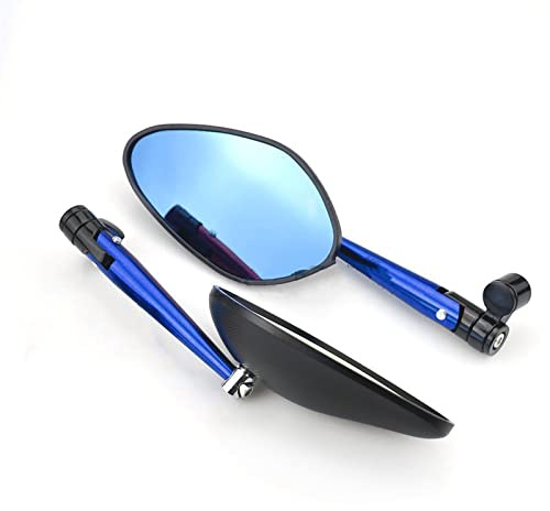 Seitenspiegel Für CNC Aluminium Motorrad Rückspiegel Große Blaue Glas Lenker Spiegel Universal Denspiegel(2)