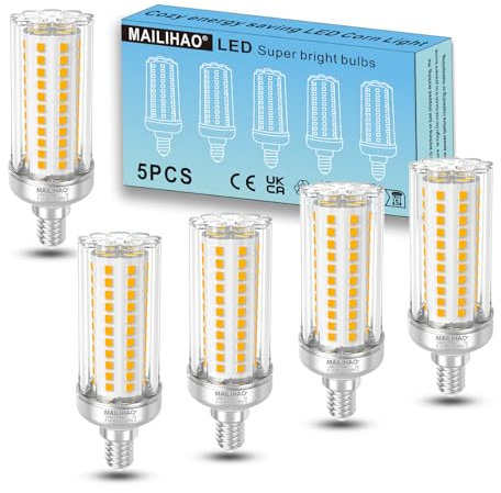 MAILIHAO 16W E14 LED-Lampen 2700K Warmweiß 1900LM, Ersetzt Glühbirnen 120Watt 150Watt, Energiesparlampe E14 Mais Birne, Kleine Edison-Schraube Kerze Licht - Nicht Dimmbar - 5er-Pack
