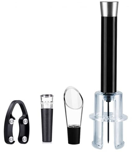 Wino on the Go Wine Opening Set, Weinöffner mit Folienschneider, Luftdruck Wein Korkenzieher Flaschenöffner, Wein Ausgießer, Vakuum-Stopfen, Weinöffner set Geschenk für Weinliebhaber