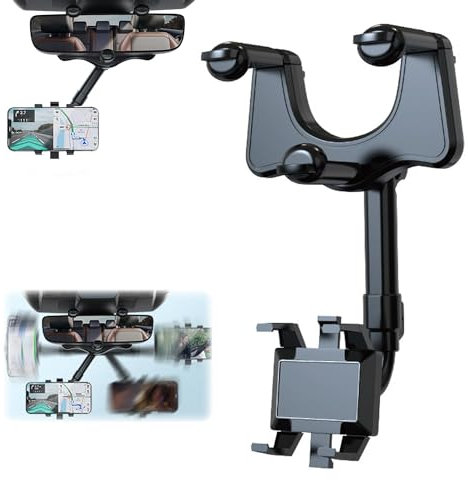 shwcbf Support pour téléphone Portable dans Le rétroviseur,Support rétroviseur téléphone pour voitureRotation 360° Car Cell Phone Holder, Porte Portable Voiture,Support Telephone Voiture
