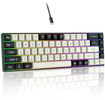 SHANGZHAOYUAN Gaming Keyboard Mechanical RGB Backlit Wired, 60% Ultra-Compact Hot Swappable Red Switch, 68 Keys Anti-Ghosting Mini Keyboard for PC Gamer Typist, US Layout