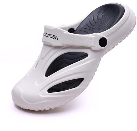Zuecos Mujer Hombre Verano Zapatos de Jardín Zapatillas de Playa Piscina de Playa Respirable Ligeros,Blanco,40/41