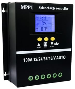 VCHICS Contrôleur de Charge Solaire, Contrôleur de Charge Solaire MPPT 36V/48V/24V/12V, Outils 100A/80A/60A LCD, Double USB, Batteries au Lithium au Plomb, Chargeur Rapide (Color : A, Size : 80A)