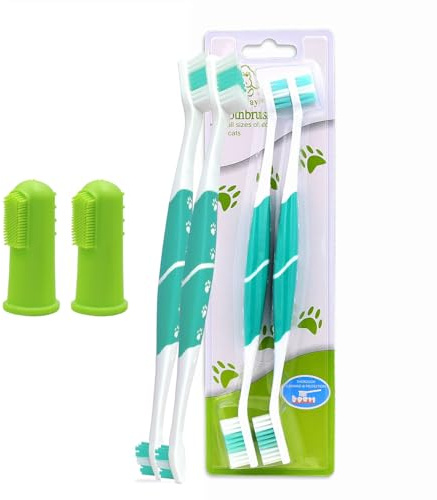 MUNSKT Brosse à dents pour chien à double extrémité, brosse à dents à 360º pour chien et chat Produits de nettoyage dentaire pour chiens et chats Soins dentaires