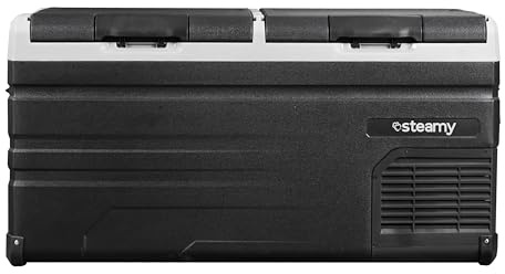 Steamy-E Dual Zone 95 Elektrische Kompressor-Kühlbox, 90 Liter, 12V/230V | 12V/230V, Warmhalten und Kühlen, Ideal für Camping