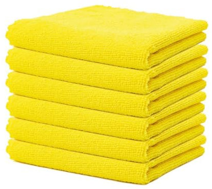 12 panni per la pulizia in microfibra, 30 x 30 cm, gialli, panni multiuso morbidi, in microfibra, assorbenti, senza pelucchi, lavabili, per la casa e l'auto