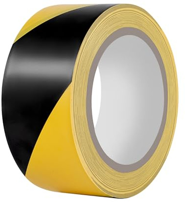 Duccinp Hazard Tape 50mm x 33m Black and Yellow Ultra-Adhesive Hazard Warning Safety Stripe Tape, Adhesive Marking Barrier Tape for Marking Floor, Walls