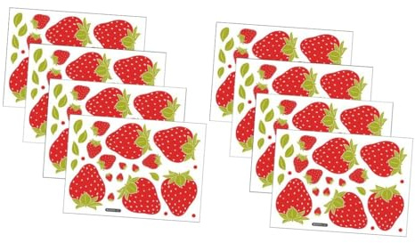 DECHOUS 2 Ensembles Sticker Mural Fraise Boire Décor Poisson Stickers Point Baies Petits Autocollants Bonbon À La Fraise Fraises Lyophilisées Bonbons Rose Amovible Pvc 8 Feuilles * 2