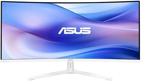 ASUS Eye Care VU34WCIP-W - 34 Zoll UWQHD Monitor - 100 Hz, Luftionisator, Epeat Gold, Adaptive-Sync - VA Panel, 21:9, 3440x1400, DP, HDMI, USB-C mit 65W PD, USB-Hub, ergonomisch, weiß, Lautsprecher