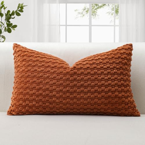 JOTOM 1 Stück Cord Kissenbezüge, 3D Bubble Texture Boho Zierkissenbezug Dekorative Sofakissen Dekokissen Kordsamt Kissenbezug Deko Kissenhülle für Couch Sofa Wohnzimmer (30x50cm, Rost)