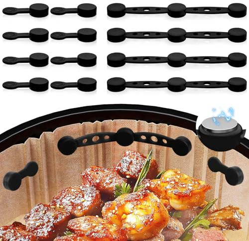 KOVSGQ Boucle Magnétique En Silicone Pour Friteuse à Air Aimants En Silicone Pour Friteuse à Air Air Fryer Magnets Silicone Buckle 12pcs Accessoires Air Fryer pour Doublures En Papier Parchemin (noir)