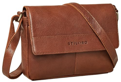 STILORD Miley Elegante Kleine Umhängetasche Damen Leder Handtasche Braun Ledertasche Klein Echtleder Damenhandtasche Crossbody Bag Schultertasche mit Reißverschluss